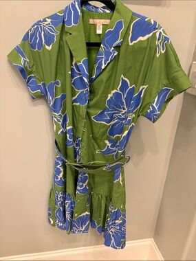 Hutch Green and Blue Patterned shirt dress